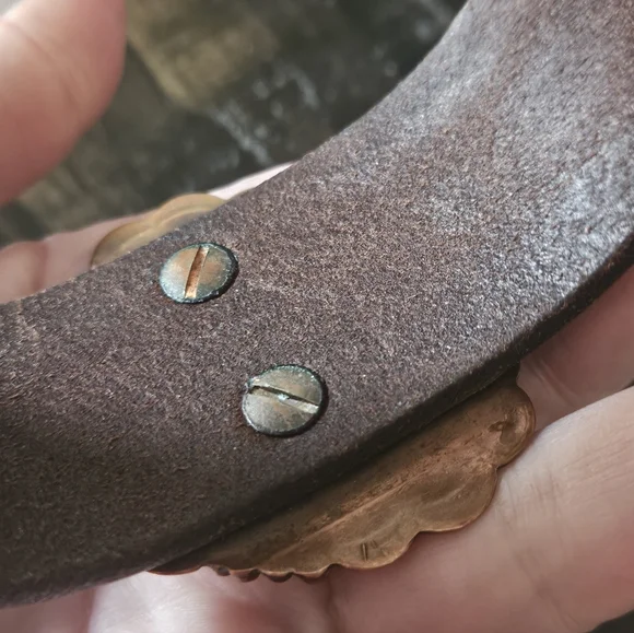 Vintage Handcrafted Turquoise Leather Belt Bracelet - Picture 3 of 10